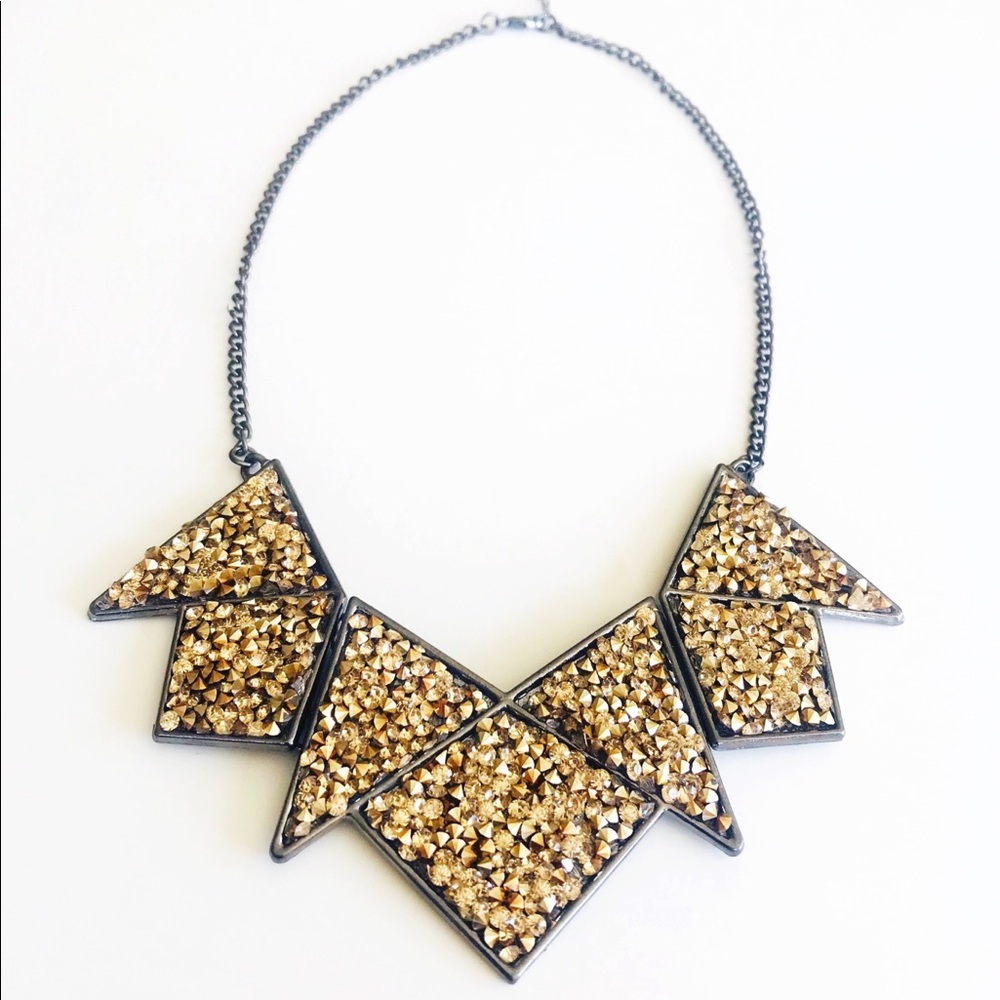 Druzy rose gold/bronze geometric necklace